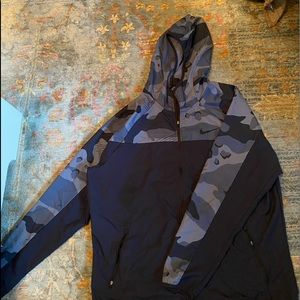 Nike mens half zip blue camo patterned nylon jacket